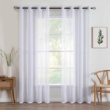 MIULEE 2 Panels Sheer Window Curtains 55"Wx88"L White