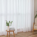 MIULEE 2 Panels Sheer Window Curtains 55"Wx88"L White