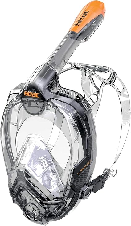 Seac Libera, New Generation Integrated Snorkel Mask Zwart/Oranje