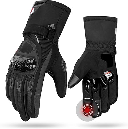 KEMIMOTO Full Finger Waterproof Motorcycle Protective Gloves Black