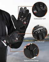 KEMIMOTO Full Finger Waterproof Motorcycle Protective Gloves Black