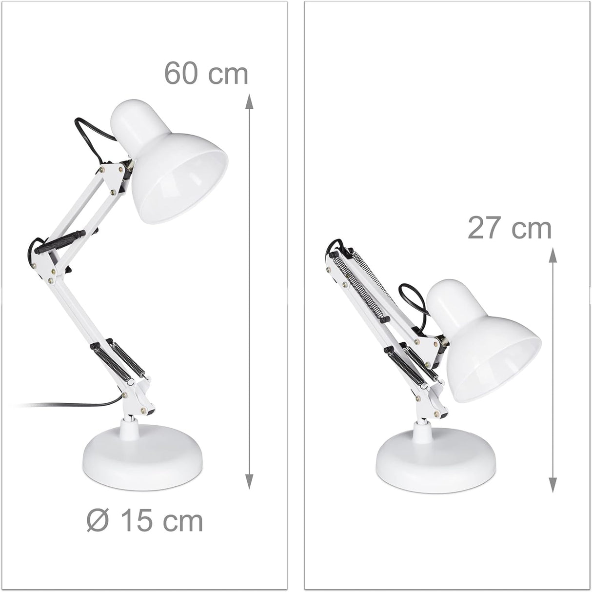 Relaxdays Retro Desk lamp, Articulated arm White