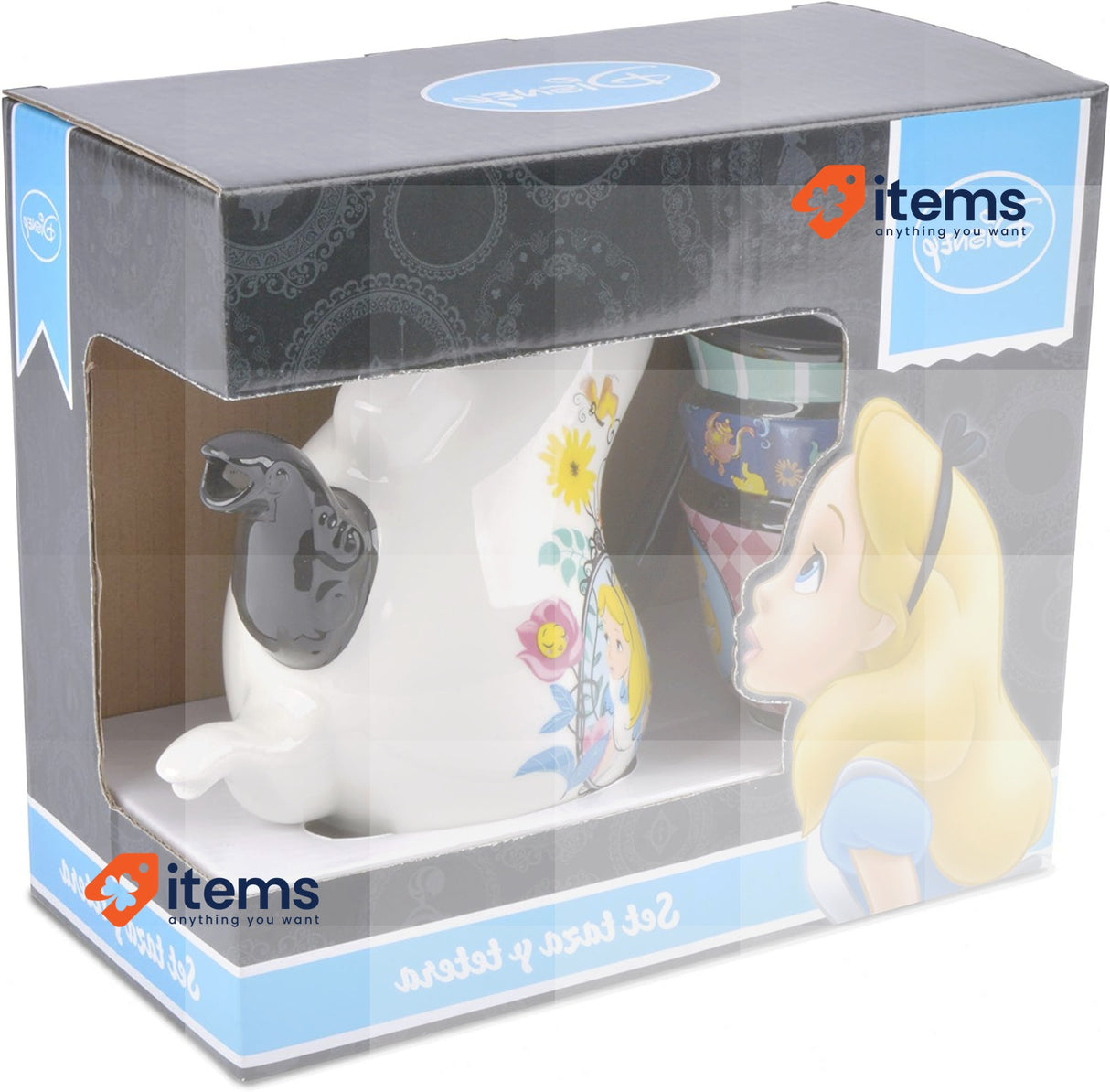 Ideal casa Alice in Wonderland Teapot with Cup Set Disney Multicolour Dolomite