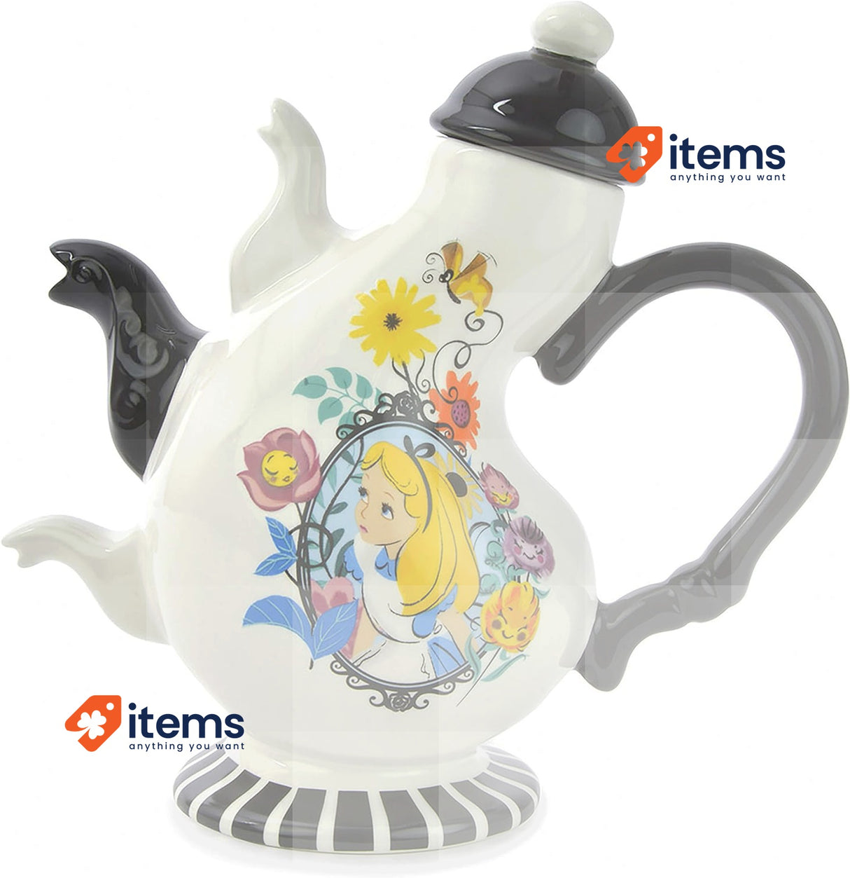 Ideal casa Alice in Wonderland Teapot with Cup Set Disney Multicolour Dolomite