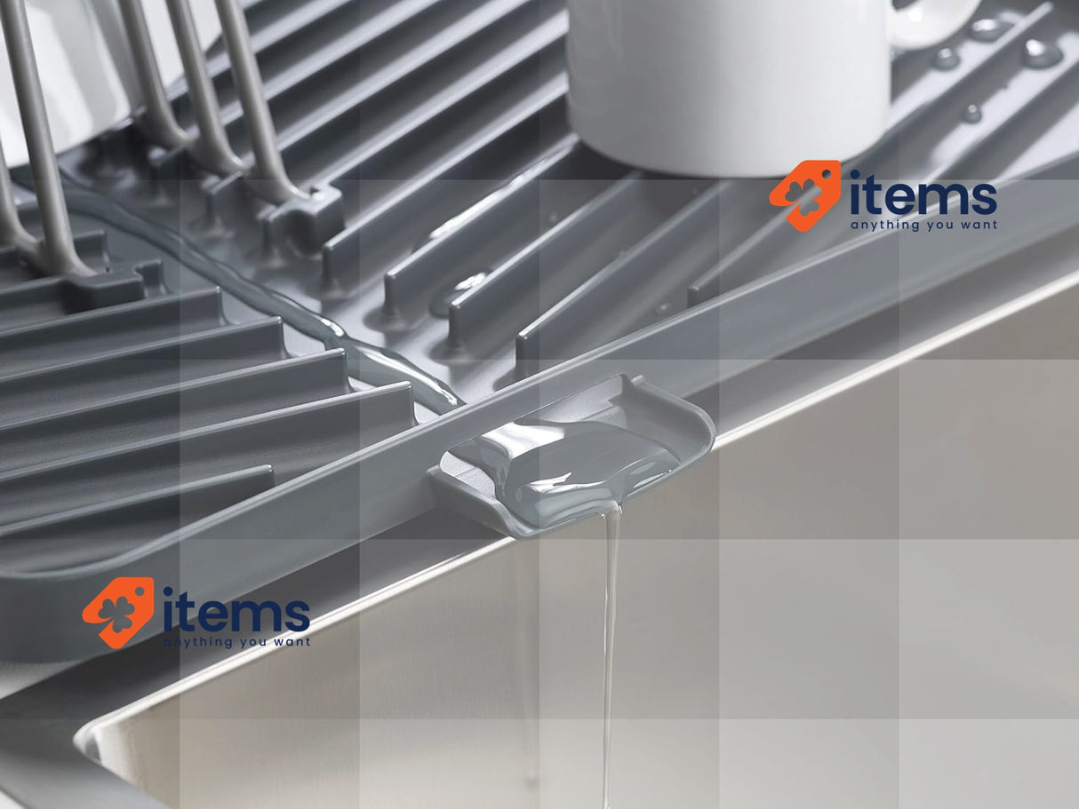 Joseph Joseph Flip-up Adjustable Draining Board,mat with drip tray, Grey, 4