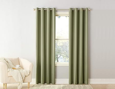 Sun Zero 53408 Becca Energy Efficient Grommet Curtain Panel 40 x 84 Sage Green