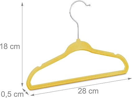 Relaxdays 10021822_48 Non-Slip Hangers for Baby / Child Clothes Yellow