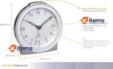 TFA Dostmann Analogue Radio Alarm Clock, Plastic, Silver, 81 x 31 x 84 mm
