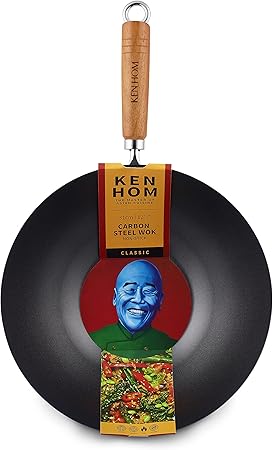 Ken Hom Carbon Steel Wok, 31cm Classic Black KH331001