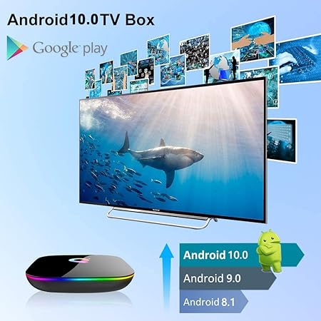 Android TV Box 9.0, Android Box 4GB RAM 32GB ROM H6 Quad Core Black