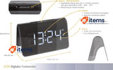 TFA Dostmann Radio Controlled Digital Alarm Clock, 60.2543.02, Black L H Mm Icon