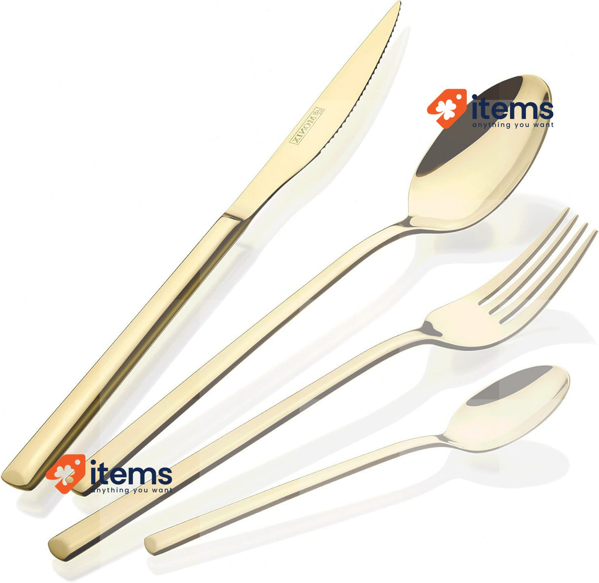 Monix Verona Gold 24-Piece Cutlery Set Polished Finish Shiny Gold Only 23 Piece