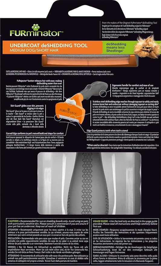 FURminator Undercoat deShedding Tool for Medium Short Hair Dogs Orange