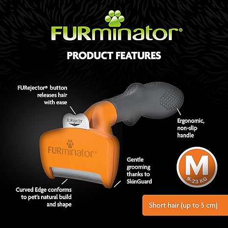 FURminator Undercoat deShedding Tool for Medium Short Hair Dogs Orange