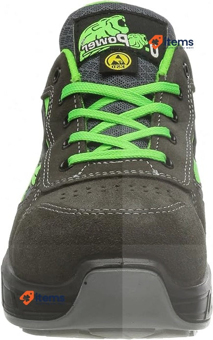 Upower Point Safety Shoes Grey Fonce Size UK 9 EU 43 Grey/Green
