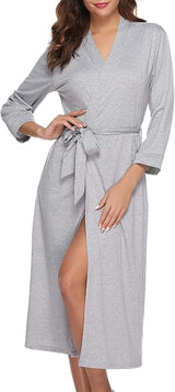 iClosam Womens Dressing Gown Soft Kimono Robe Cotton Lightweight