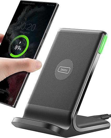 INIU 15W Fast Wireless Charging Stand Light & Dual Charging Modes Black