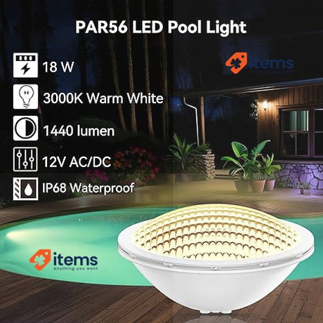 LyLmLe LED Pool Light 18W Spotlight Submersible Recessed IP68 Waterproof 3000K
