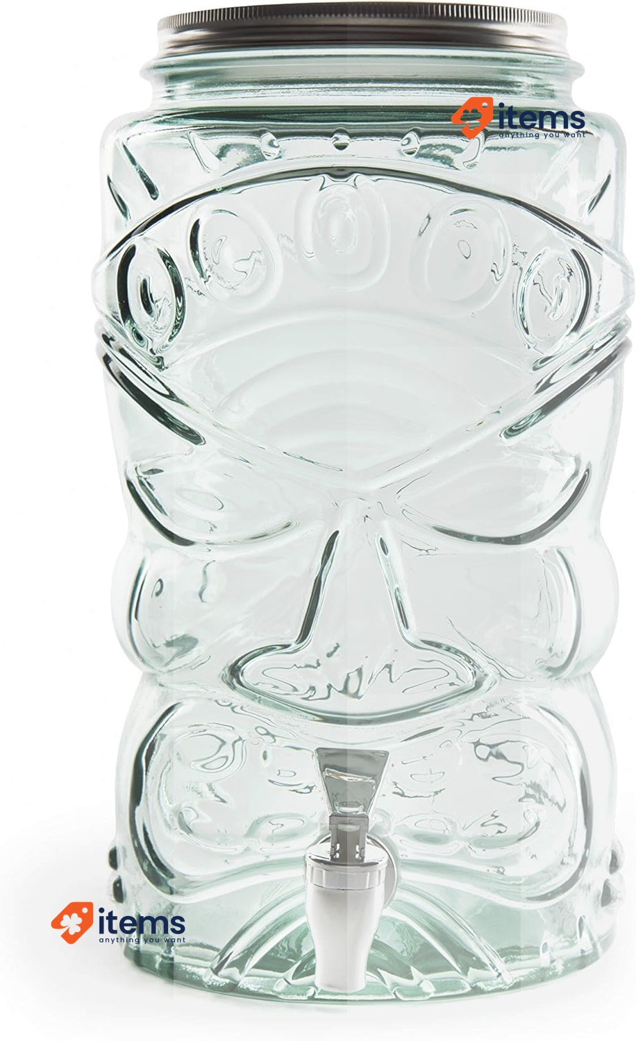 Excelsa Tiki Drink Dispenser with Tap, Recycled Glass, 6 Litres (Dent In Lid)