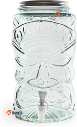 Excelsa Tiki Drink Dispenser with Tap, Recycled Glass, 6 Litres (Dent In Lid)
