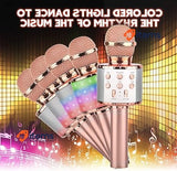 ShinePick Karaoke Wireless Microphone 4 in 1 Handheld Bluetooth Rose Gold