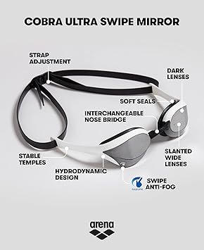 Arena Unisex Cobra Ultra Swipe Racing Swim Goggles Silver/Black