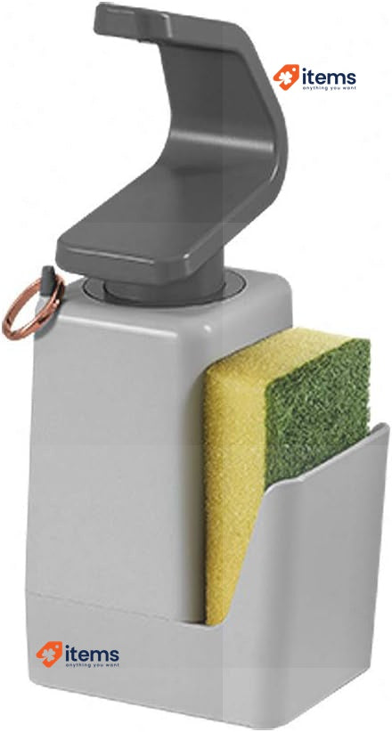 Metaltex Soap Dispenser, ABS Plastic, Grey, 11 x 8 x 22 cm With Sponge Holder