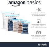 Amazon Basics Vacuum Compression Zipper Storage Bags, 15-Pack,