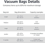 Amazon Basics Multiple Vacuum Compression Zipper Storage Bags 6 - Pack Clear