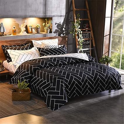 FANSU Duvet Cover Set Bedding Sets Single-135x200cm Black geometry