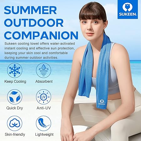 Sukeen 4 Pack Cooling Towel (40"x12") Blue