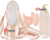 IJONDA Adult Ballet Pointe Shoes for Girls Women with Toe Pads Pink 36 UK4 Mesh