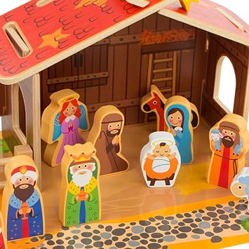 WOOMAX - Nativity scene made of wood 20-pieces (ColorBaby 46204)