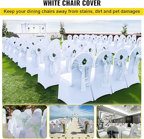 VEVOR 50pcs Chair Cover Wedding Spandex White Chair Covers Stretch Fabric White