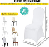 VEVOR 50pcs Chair Cover Wedding Spandex White Chair Covers Stretch Fabric White