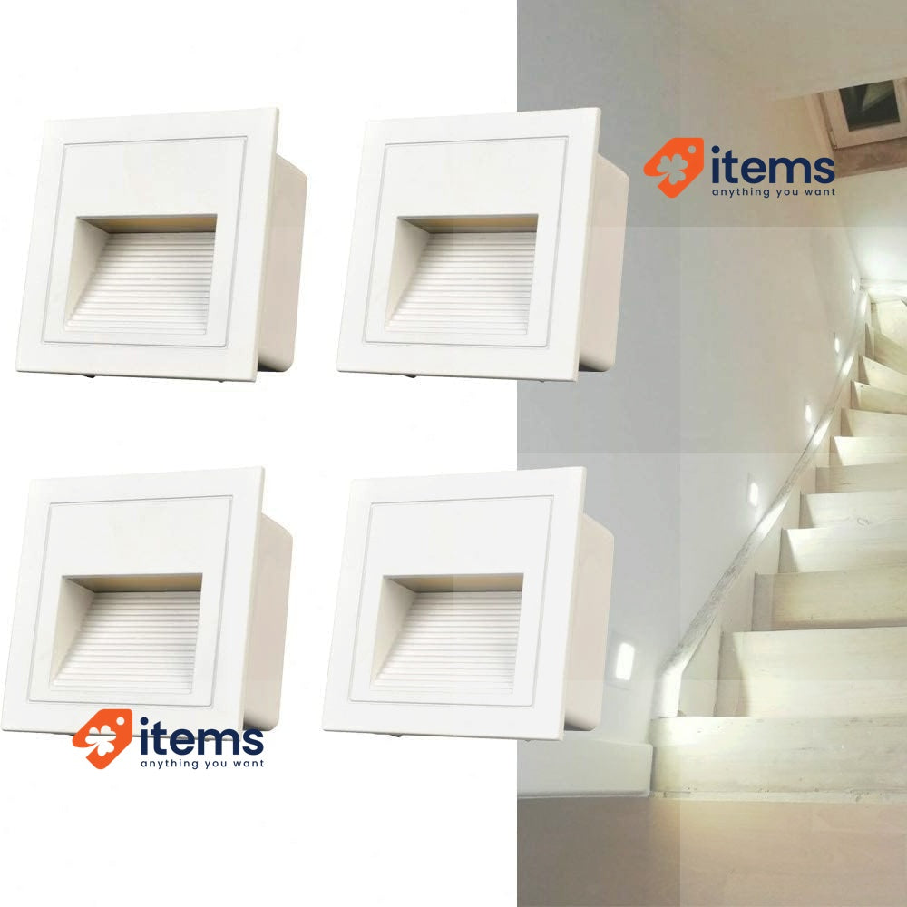Arotelicht 3W Wall Recessed Stair Lights X4 White LED Step Night Indoor/Outdoor