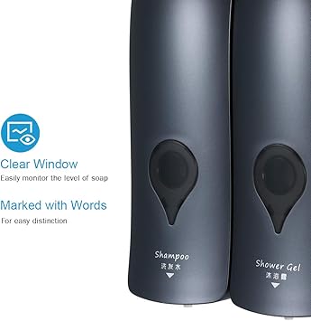 Decdeal 2 x 300 ml Wall Soap Dispenser, Shower, Shampoo, Lotion