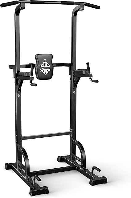 Sportsroyals Power Tower Dip Station Pull Up Bar for Home Gym Black