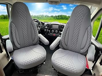 BREMER SITZBEZÜGE PL409 Pilot Seat Covers Compatible with Motorhome Camper Grey