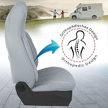 BREMER SITZBEZÜGE PL409 Pilot Seat Covers Compatible with Motorhome Camper Grey