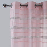 Sienna Latina Pair of 2 x Diamante Glitzy Voile Net Curtains Blush Pink