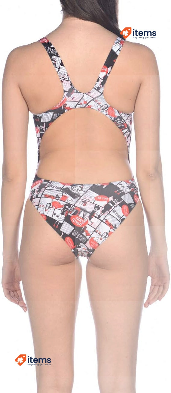 Arena Women s Sports Swimsuit w/Pattern, Size 34 UK (38 DE, 40 FR, 44 IT) Comics