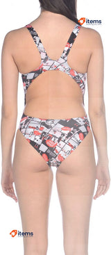 Arena Women s Sports Swimsuit w/Pattern, Size 34 UK (38 DE, 40 FR, 44 IT) Comics