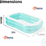 Bestway Inflatable Family Pool, Blue Rectangular with Water Capacity 450L 450 L