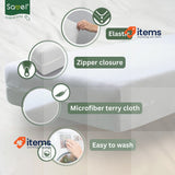 SAVEL Mattress Encasement 70x140cm Cot Bed Size Silk Touch Zipped White