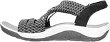 Skechers Reggae Cup-oh, Snap! Women's Open Toe Sandals Black Grey Gore, 39 EU