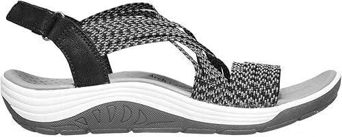 Skechers Reggae Cup-oh, Snap! Women's Open Toe Sandals Black Grey Gore, 39 EU