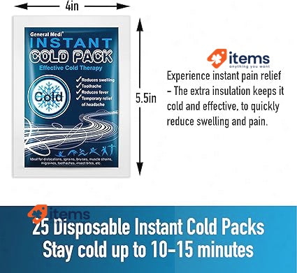 General Medi instant disposable bag - Pack of 25 pieces -sports injury Ice pack