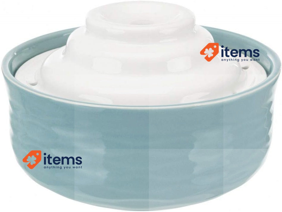TRIXIE Drinking Fountain Vital Falls, Ceramic, 1.5 L/Ø 22 x 13 cm, Petrol/White