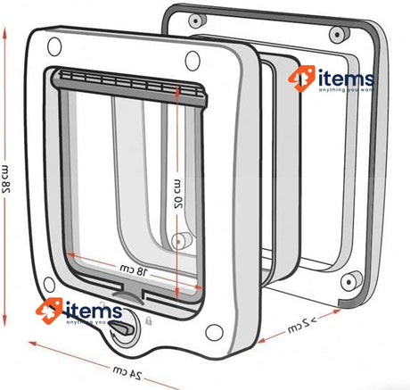 TRIXIE Waterproof & Quiet Extra Large Cat Flap 4-Way Free-Wheel Door 24x28x2cm